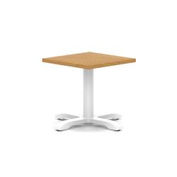 600mm Square Coffee Table Oak 495mm High White Leg Cross Base