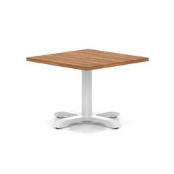 800mm Square Coffee Table Walnut H:495 White Leg Cross Base