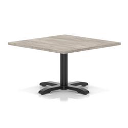 1000mm Square Coffee Table Grey Oak H:495 Black Leg Cross Base
