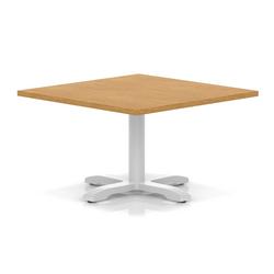 1000mm Square Coffee Table Oak 495mm High White Leg Cross Base