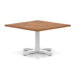 1000mm Square Coffee Table Walnut H:495 White Leg Cross Base