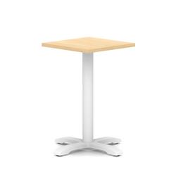 600mm Poseur Square Table Maple H:750 White Leg Cross Base
