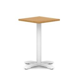 600mm Poseur Square Table Oak H:750 White Leg Cross Base