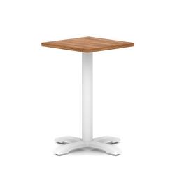 600mm Poseur Square Table Walnut H:750 White Leg Cross Base