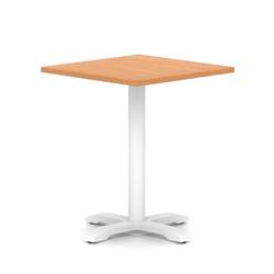 800mm Poseur Square Table Beech H:750 White Leg Cross Base