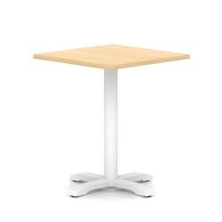 800mm Poseur Square Table Maple H:750 White Leg Cross Base