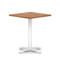 800mm Poseur Square Table Walnut H:750 White Leg Cross Base