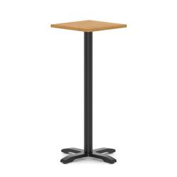 600mm Poseur Square Table Oak Top H:1170 Black Leg Cross Base