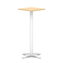 600mm Poseur Square Table Maple Top H:1170 White Leg Cross Base
