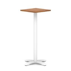 600mm Poseur Square Table Walnut H:1170 White Leg Cross Base