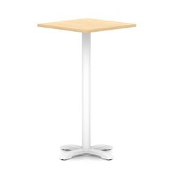 800mm Poseur Square Table Maple Top H:1170 White Leg Cross Base