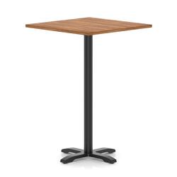 1000mm Poseur Square Table Walnut H:1170 Black Leg Cross Base