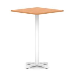 1000mm Poseur Square Table Beech H:1170 White Leg Cross Base