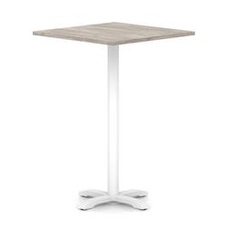 1000mm Poseur Square Table Grey Oak H:1170 White Leg Cross Base