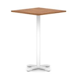 1000mm Poseur Square Table Walnut H:1170 White Leg Cross Base