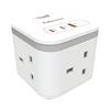 Fellowes Power Cube Type G UK/IE 3 Sockets 1 USB-A + 2 USB-C Ports White 100137166